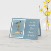 Geburtskarte von Son - Aquarellvogel Karte (Gelbe Blume)