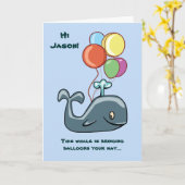 Geburtskarte von Wal und Balloons Karte (Gelbe Blume)