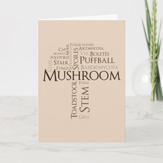 Geburtskarte von Word Mushroom (Brauner Text) Karte (Vorderseite)
