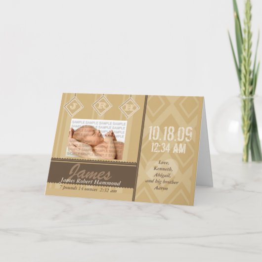 Geburtskarten für Babyinitials Ankündigung (Vorderseite)