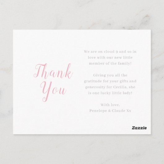 Geburtskarten für Mädchen in Monogramm Postkarte (Rückseite)