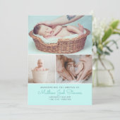 Geburtskarten Kinderjungen Fotos danke Einladung (Stehend Vorderseite)