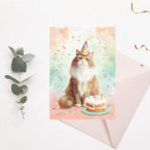 Geburtskat Postkarte - Niedliches Party Katze mit