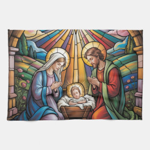 Geburtskirche-Buntglas-Kunst – Heiligabend der Hei Geschirrtuch