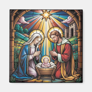 Geburtskirche-Buntglas-Kunst – Heiligabend der Hei Magnet