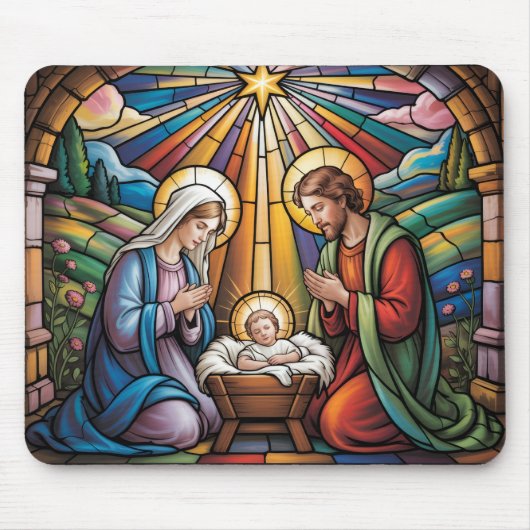 Geburtskirche-Buntglas-Kunst – Heiligabend der Hei Mousepad (Vorne)