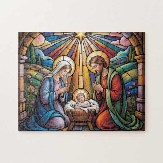 Geburtskirche-Buntglas-Kunst – Heiligabend der Hei Puzzle (Horizontal)