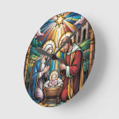Geburtskirche-Buntglas-Kunst – Heiligabend der Hei Runde Wanduhr (Winkel)
