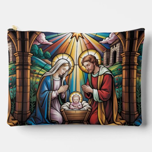 Geburtskirche-Buntglas-Kunst – Heiligabend der Hei Zubehörtasche (Vorderseite)
