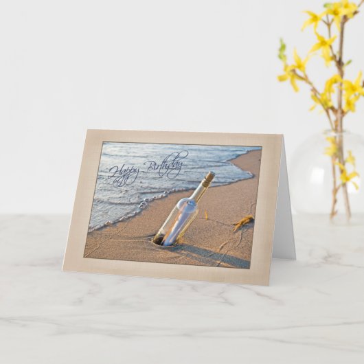 Geburtsmeldung in einer Flasche Karte (Gelbe Blume)