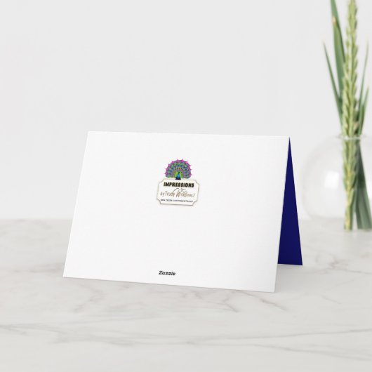 Geburtsministerin Schöne farbige Pfaue Karte (Rückseite)