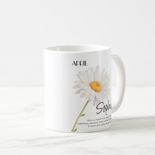 Geburtsmonat April Blume Personalisiert Kaffeetasse (VorderseiteRechts)