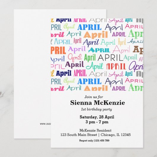 Geburtsmonat April Einladung (Vorne/Hinten)