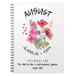 Geburtsmonat Blume AUGUST Christlich Geburtstag Notizblock