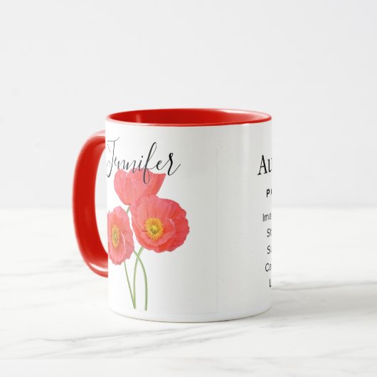 Geburtsmonat Blume-August personalisierter Schleim Tasse (Vorderseite Links)