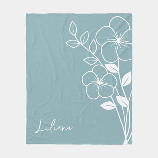 Geburtsmonat-Blume, Februar - Blauer Skriptname Fleecedecke (Vorderseite)