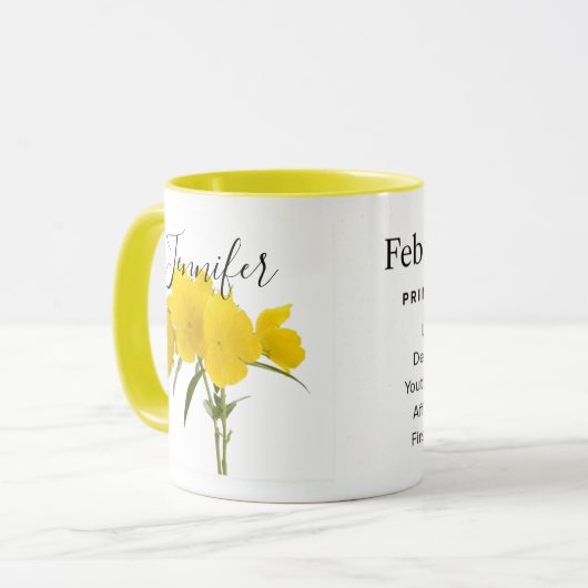 Geburtsmonat Blume-Februar personalisiert Tasse (Vorderseite Links)