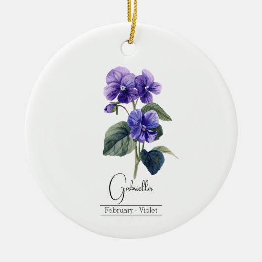 Geburtsmonat Blume Febuary Violet Keramik Ornament (Vorne)
