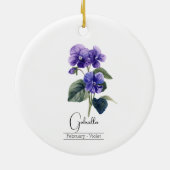 Geburtsmonat Blume Febuary Violet Keramik Ornament (Hinten)