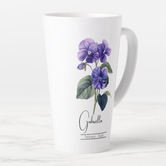 Geburtsmonat Blume Febuary Violet Latte Tasse (Rechte Ecke)
