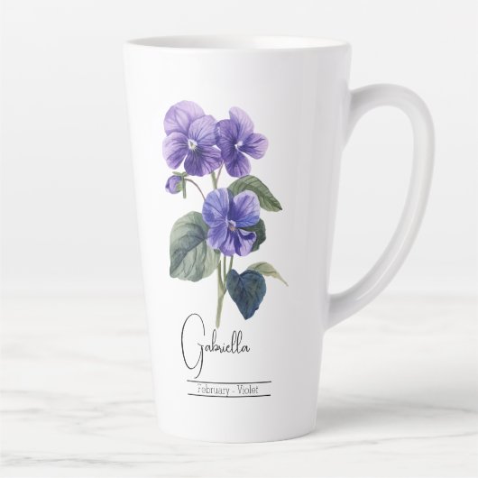Geburtsmonat Blume Febuary Violet Latte Tasse (Rechts)