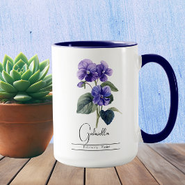 Geburtsmonat Blume Febuary Violet Tasse