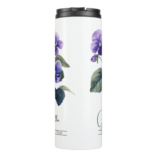 Geburtsmonat Blume Febuary Violet Thermosbecher (Rückseite)