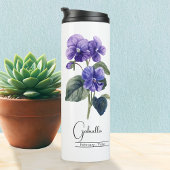 Geburtsmonat Blume Febuary Violet Thermosbecher
