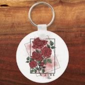 Geburtsmonat Blume Geboren im Juni Rose Blume Keyc Schlüsselanhänger (Vorderseite)