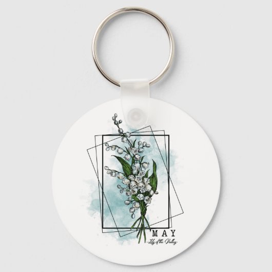Geburtsmonat Blume Geboren im Mai Lily of the Vall Schlüsselanhänger (Vorderseite)