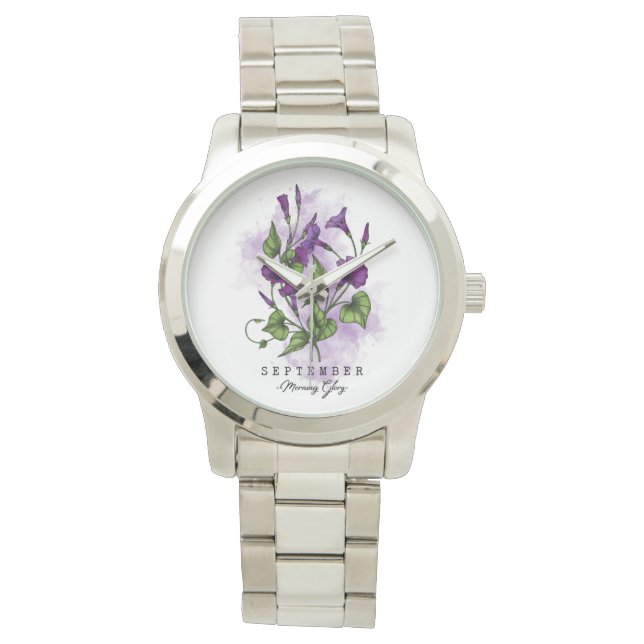 Geburtsmonat-Blume Geboren im September Morning Gl Armbanduhr (Vorderseite)