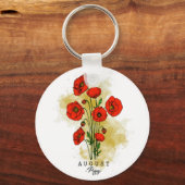 Geburtsmonat Blume Geboren in August Mohnblumen Bl Schlüsselanhänger (Vorderseite)