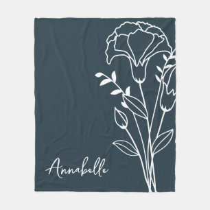 Geburtsmonat-Blume, Januar Blue Script Name Fleecedecke