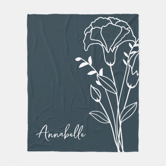 Geburtsmonat-Blume, Januar Blue Script Name Fleecedecke (Vorderseite)
