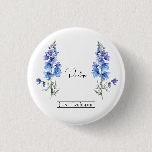 Geburtsmonat Blume Juli Larkspur Button (Vorderseite)