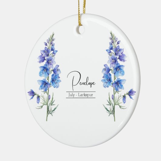 Geburtsmonat Blume Juli Larkspur Keramik Ornament (Links)