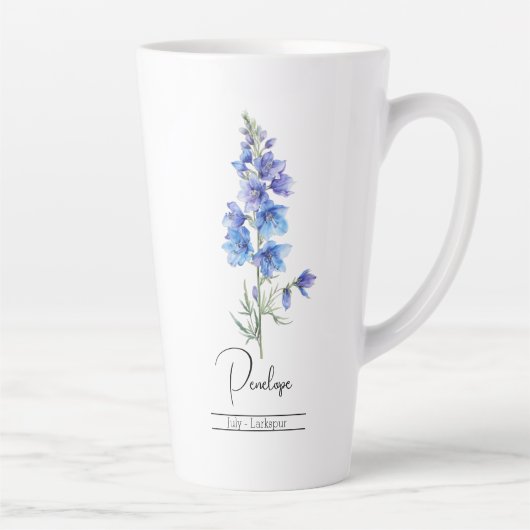 Geburtsmonat Blume Juli Larkspur Milchtasse (Rechts)