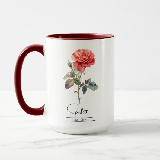 Geburtsmonat Blume Juni Rose Tasse (Links)