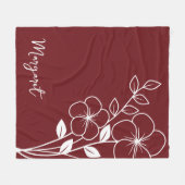 Geburtsmonat-Blume, Maroon-Script-Name im Februar Fleecedecke (Vorderseite (Horizontal))