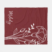 Geburtsmonat-Blume, Maroon-Script-Name im Januar Fleecedecke (Vorderseite (Horizontal))