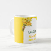 Geburtsmonat Blume März affodil Personalisiert Kaffeetasse (Vorderseite Links)