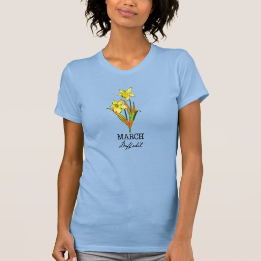 Geburtsmonat Blume März affodil T-Shirt (Vorderseite)