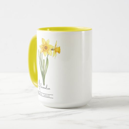 Geburtsmonat Blume März Affodische Tasse (Vorderseite Links)