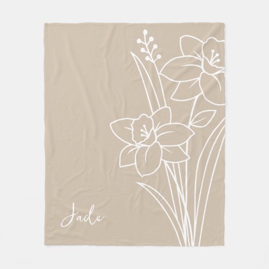 Geburtsmonat Blume, März Kalligraphie Name Fleecedecke (Vorderseite)