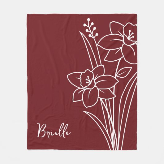 Geburtsmonat Blume, März Kalligraphie Name Fleecedecke (Vorderseite)