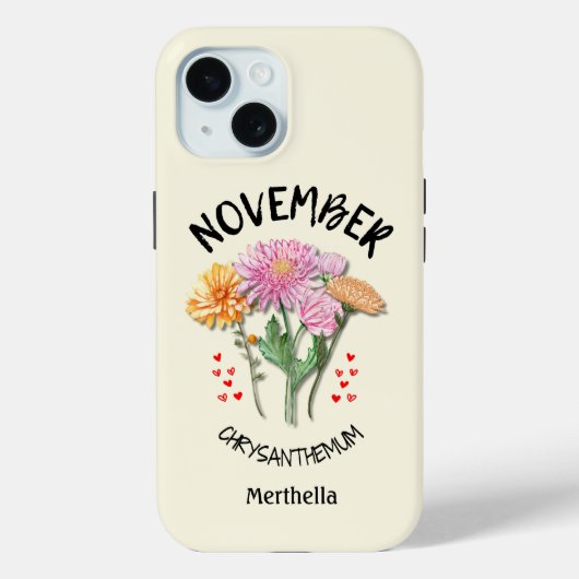Geburtsmonat Blume NOVEMBER Individuelle Name Chri Case-Mate iPhone Hülle (Rückseite)