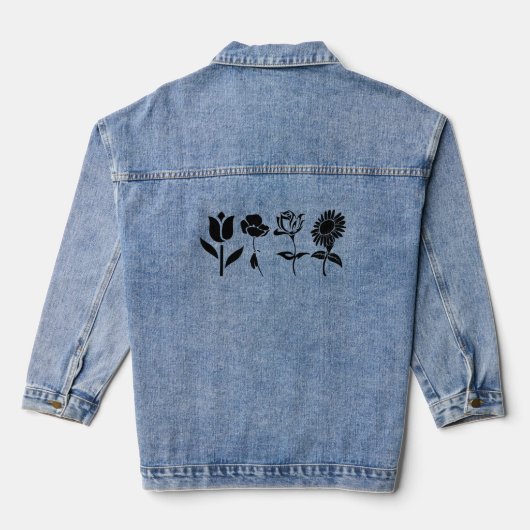 Geburtsmonat Blume Schwarzweiß Jeansjacke (Rückseite)