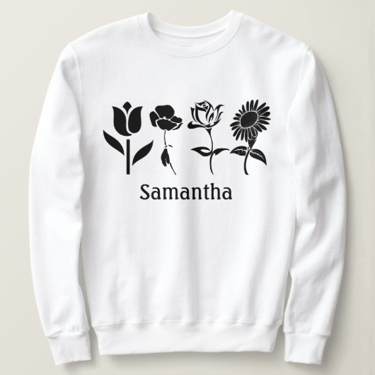 Geburtsmonat Blume Schwarzweiß Sweatshirt (Design vorne)