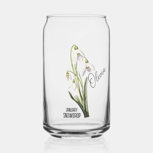 Geburtsmonat Januar Snowdrop Name Dosenglas (Vorderseite)