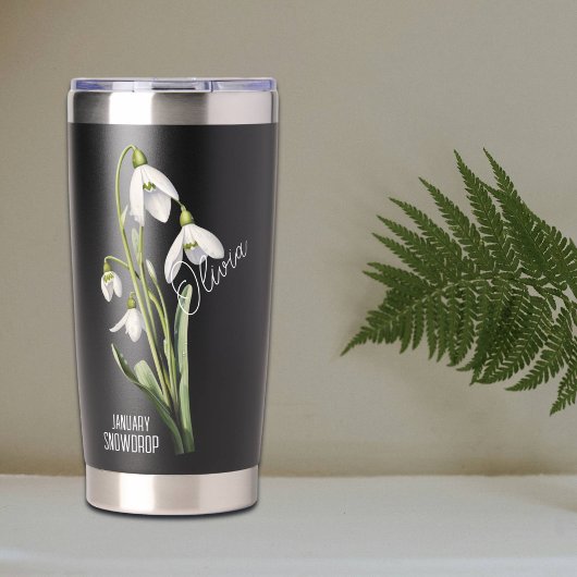 Geburtsmonat Januar Snowdrop Name Thermobecher